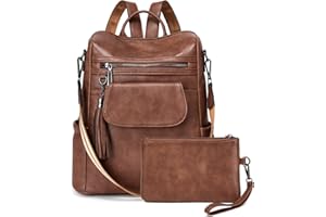 OPAGE Leather Backpack Purse for Women Fashion Designer Ladies Shoulder Bags Travel Backpack With Wristlet