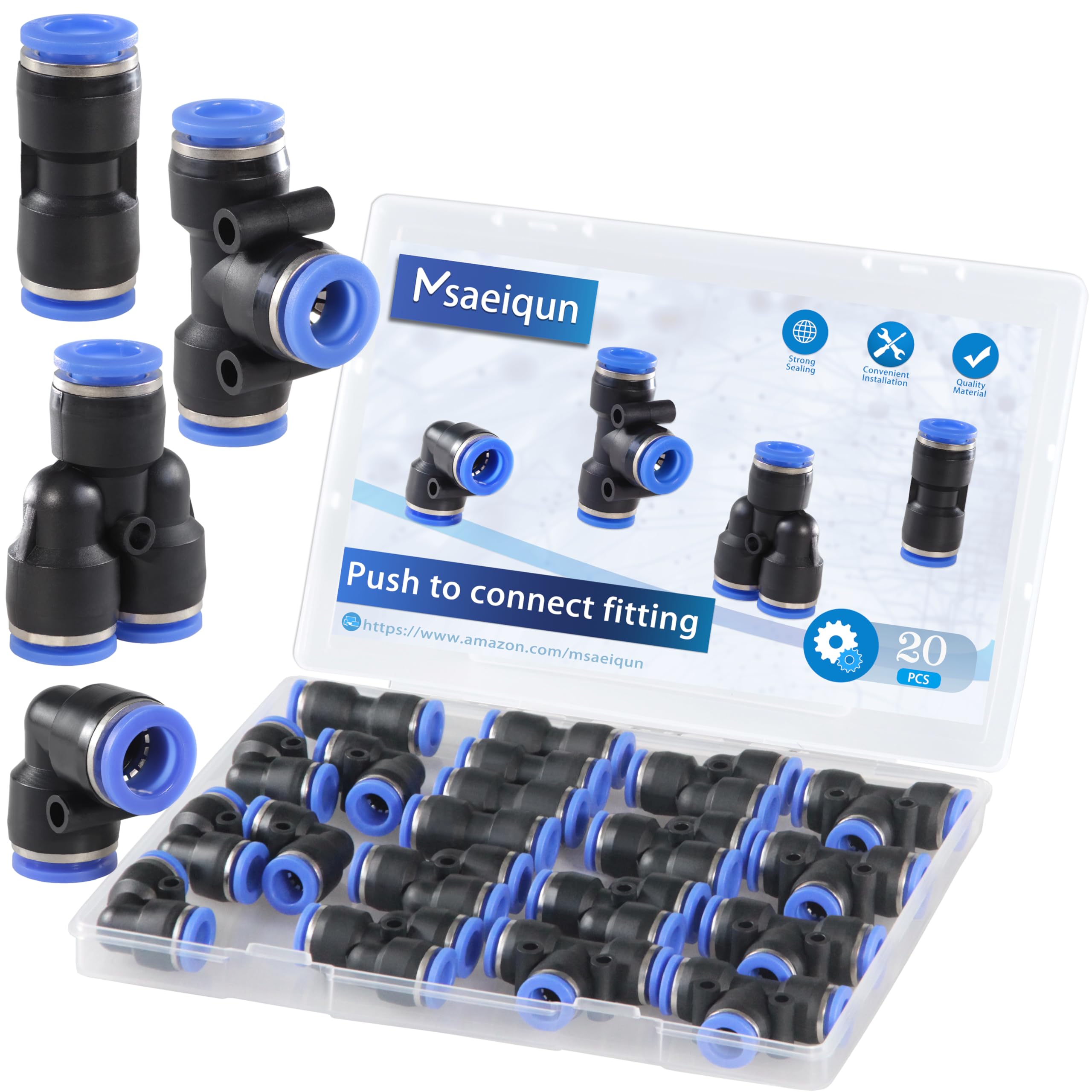 MSAEIQUN 20 Pcs 1/4 Inch od Push to Connect