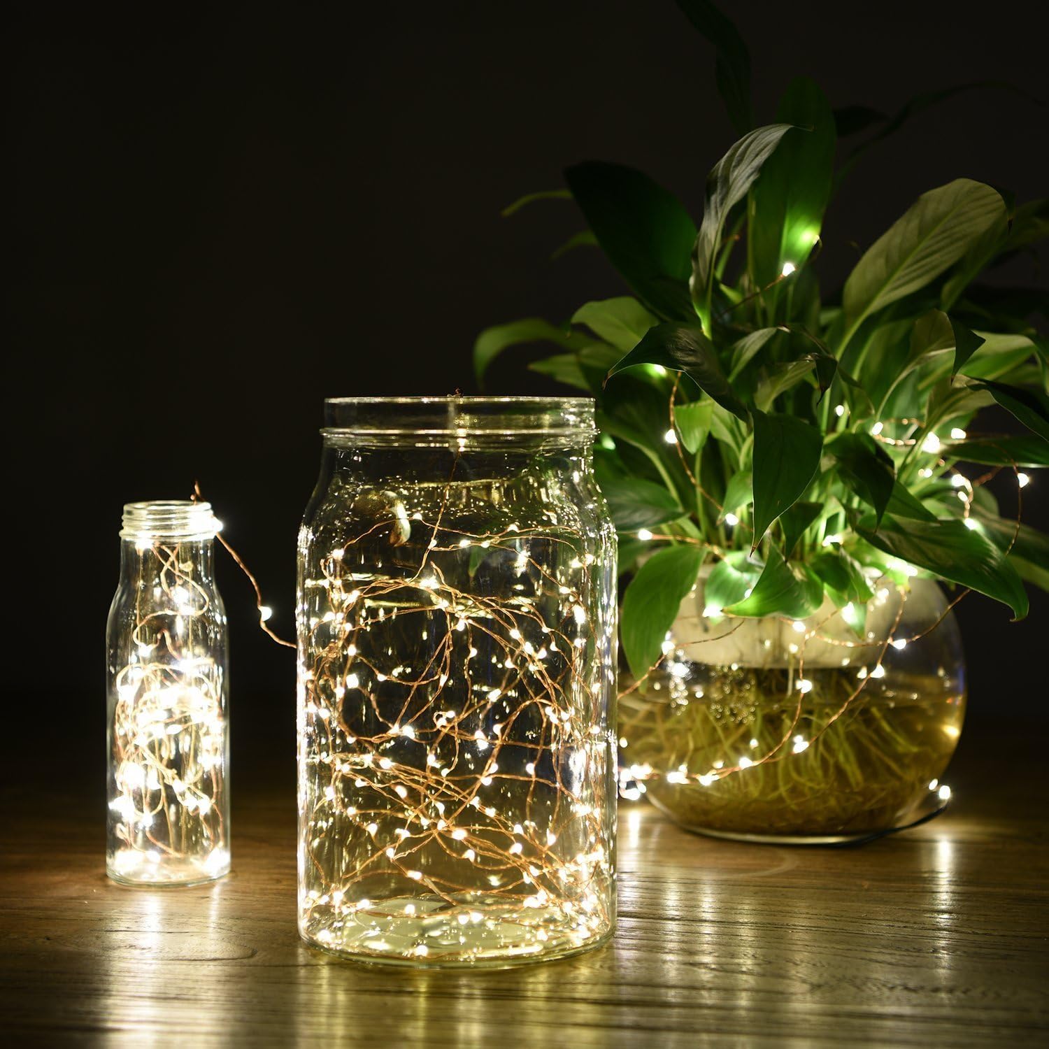 Goodia Starry String Lights Solar Powered, Copper Wire String Lights 49ft 150 Micro LEDs Fairy Lights for Party Wedding Bedroom Christmas Tree, Warm White