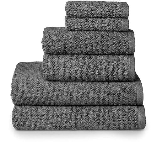 Simpli-Magic 79451 Popcorn Textured Bath Towels Set, 2 Bath Towels, 2 Hand Towels, 2 Washcloths, 6 Pieces, Gray