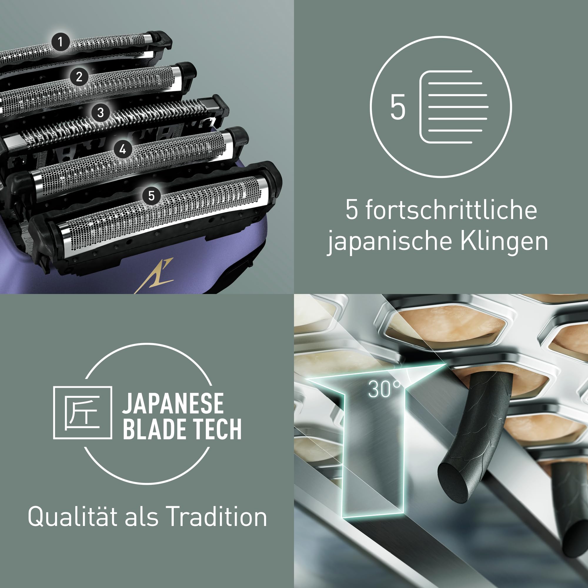 Panasonic Series 800 ES-LV67 Elektrischer Nass- & Trockenrasierer, 5-fach-Scherkopf Mit Linearmotor Und Bartsensor Technologie, Inklusive Pop-up Trimmer Und 16D-Multi-Flex-Kopf, Navy Blau 3