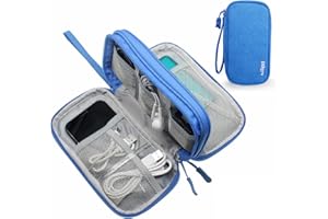DDgro Electronics Travel Organizer, Small Accessories Pouch Bag for Keeping Power Cord/Charger/Cables Organized (Small, Azure Blue)