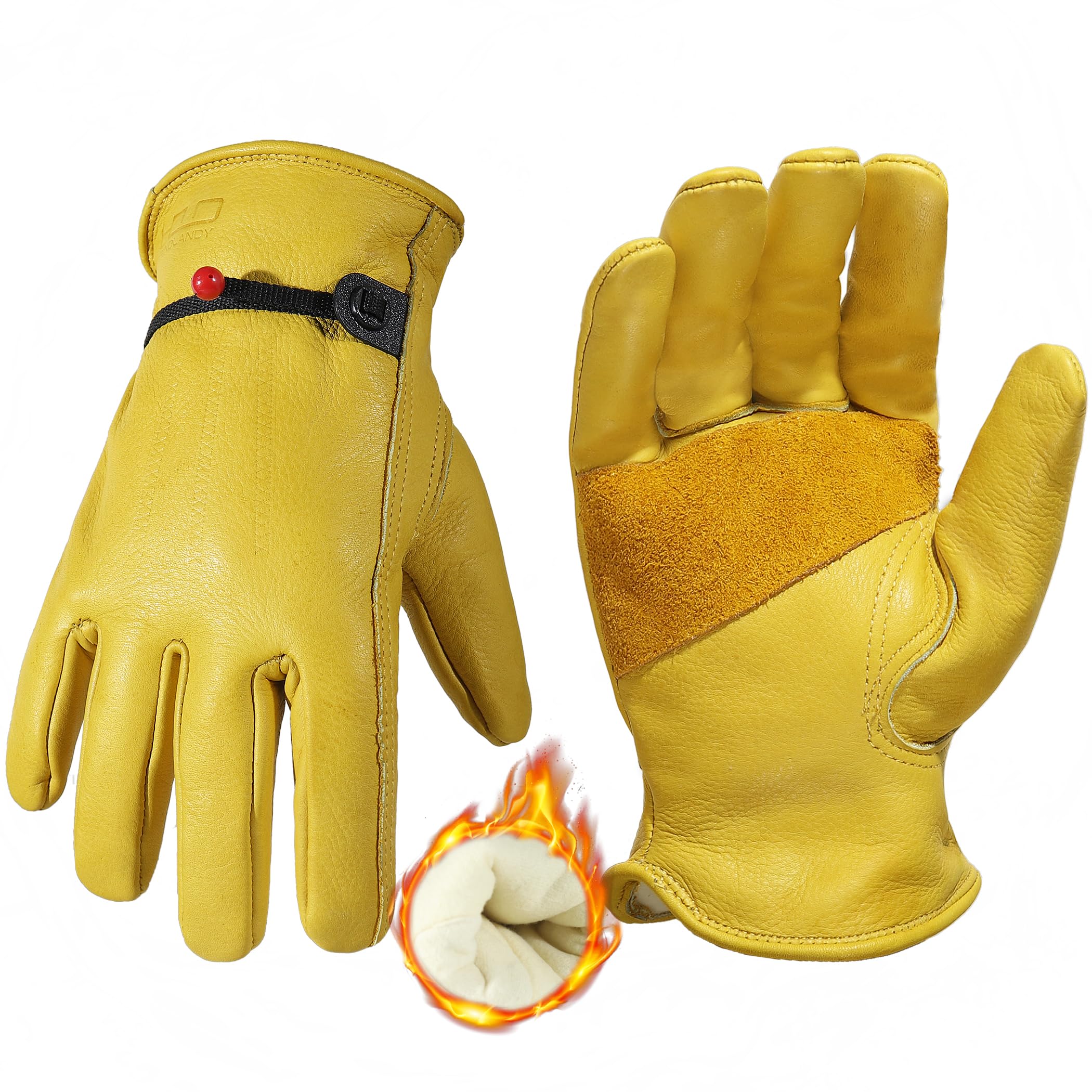 HANDLANDY Winter Leather Work Gloves, Fleece Lined Thermal Gardening Gloves Heavy Duty Thorn Proof Garden Gloves Cold Working Drivers Gloves for Men & Women Small โ image 1