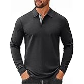 COOFANDY Mens Long Sleeve Polo Shirts Cotton Collared Shirts Casual Business Polo Classic Golf T Shirts
