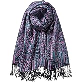 AUSEKALY Pashmina Feel Shawls Wraps for Women Rave Scarf Soft Silky Reversible Men Scarves