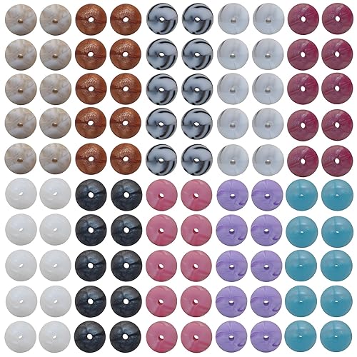 Dortrue 100 Pcs 14mm Silicone Flat Beads for Keychain Making