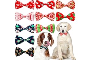 PET SHOW 10pcs/Pack 4.5 * 2.5" Christmas Large Dogs Collar Attachment Bow Ties Xmas Parties Medium Dog Cats Collar Charms Accessories Slides Bowties Assorted