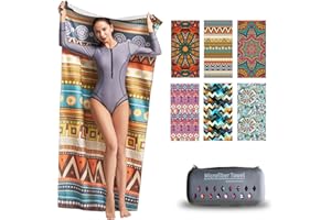 Hiturbo Microfiber Beach Towel-Quick Fast Dry Super Bath Towels Absorbent Lightweight Pool Beach Blanket, Ultra Compact Perfect for Travel Pool Swimming Bath Camping Yoga Gym Sports