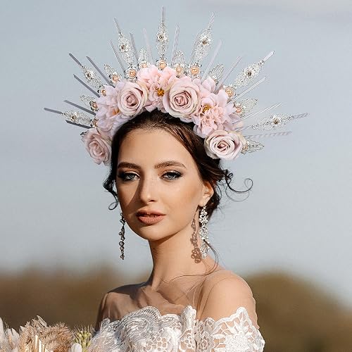 Womens Floral Sun Headpiece Rose Spiked Halloween Cosplay Costume Accessory Amazon.com: BARTOSI Halo Crown Mexican Flower Headband  main image 3