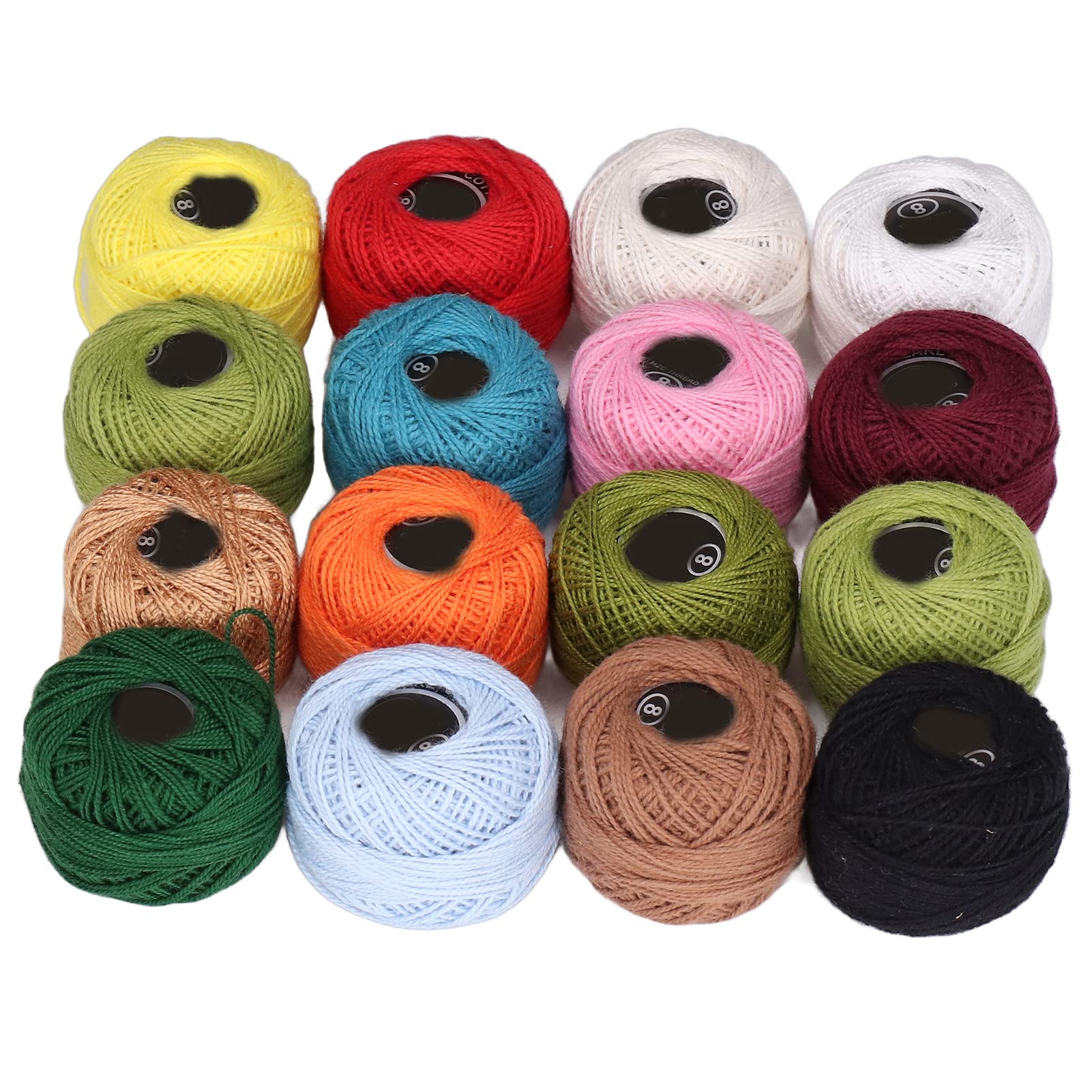 16Pcs Crochet Thread Set Balls, Colorful Cotton Crochet Yarn for Crocheting Hardanger Cross Stitch Needlepoint Hand Embroidery