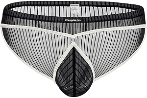 ZONBAILON Mens Bikini Pouch Underwear Sexy Stripe Low Rise Briefs Mesh Panties Breathable Cool S-2XL
