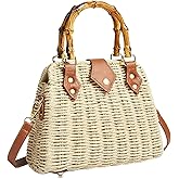 FRESHBRIEFS Straw Woven Crossbody Bag for Women Handwoven Rattan Beach Bag Boho Summer Handbag for Vacation Daily