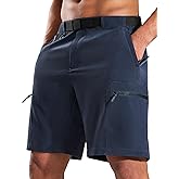 Haimont Men's Hiking Cargo Shorts 9" Lightweight Quick Dry Tactical Shorts 5 Zipper Pockets Fishing Travel Camping