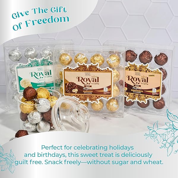 CHOCZERO WHITE CHOCOLATE COCONUT HAZELNUT TRUFFLES, ZERO ADDED SUGAR, GLUTEN FREE, KETO HOLIDAY GIFT, HIGH FIBER, 16 INDIVIDUALLY WRAPPED PIECES, 8.5 OUNCE (PACK OF 1)