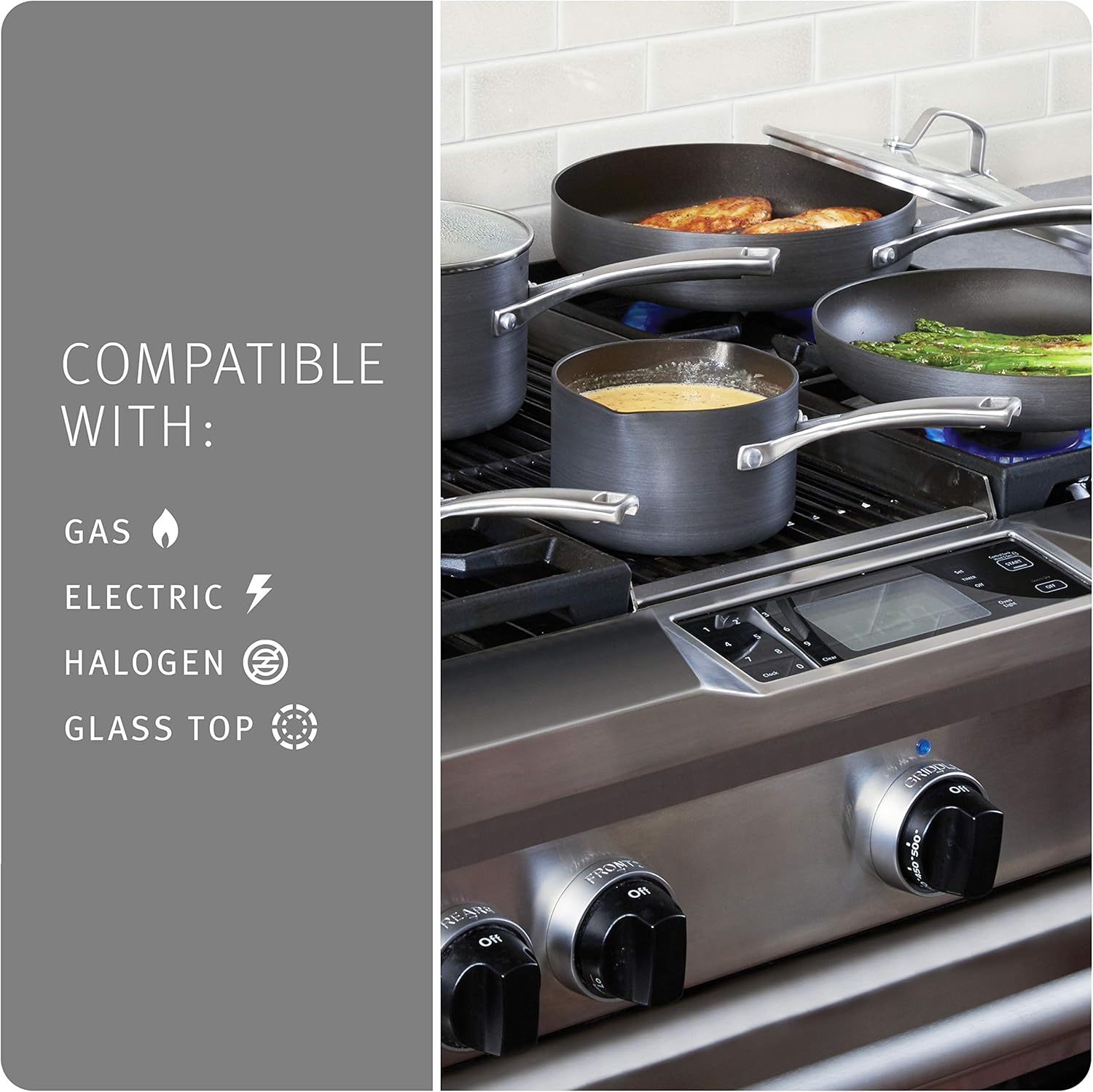 Calphalon Classic Pots And Pans Set, 10-Piece Nonstick Cookware Set, Grey: Kitchen & Dining