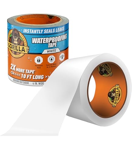 Gorilla 107261 Waterproof Patch & Seal Tape, Clear, 4-In. x 8-Ft