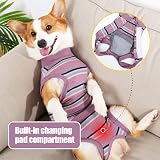 Jodsen Recovery Suit for Dog Purple Stripes XL Elastic Anti-Lick Pajamas view 4
