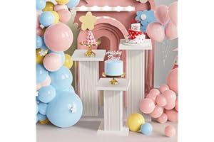 Fsbecl Pedestal Stands for Party with Fluted Panel 3Pcs White Square Pedestal Display Plinth Pillars for Parties Wood Cake Stand Dessert Table for Wedding Birthday Event Decor (White)