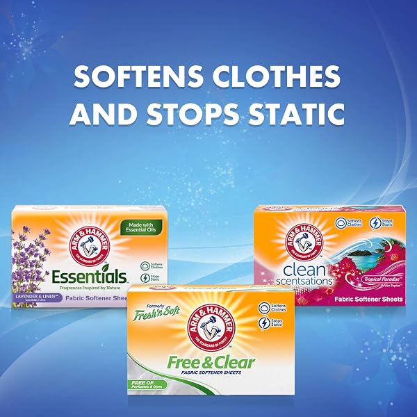 ARM & HAMMER FABRIC SOFTENER SHEETS, FREE OF PERFUMES AND DYES, 100 CT