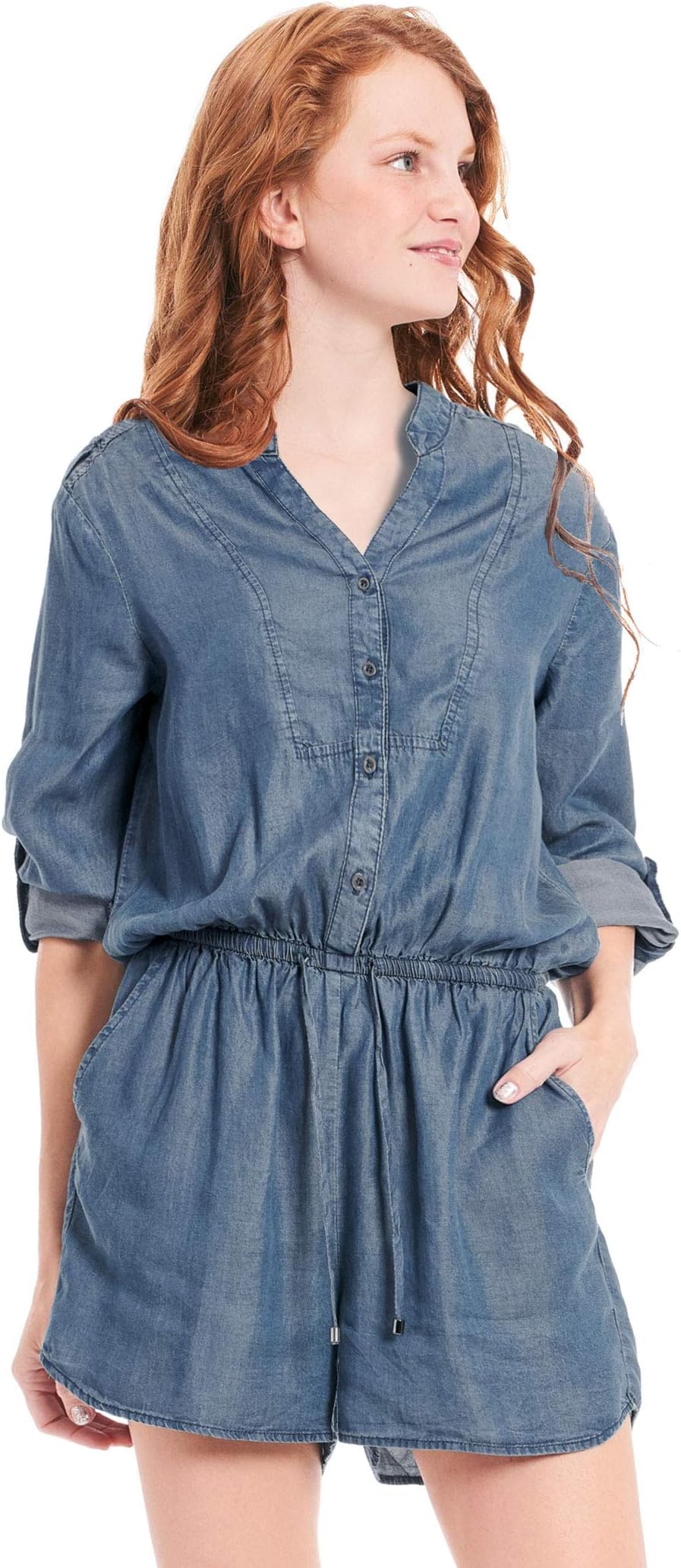 Girls' Long Sleeve Woven Romper in Floral Print, Size 7-16