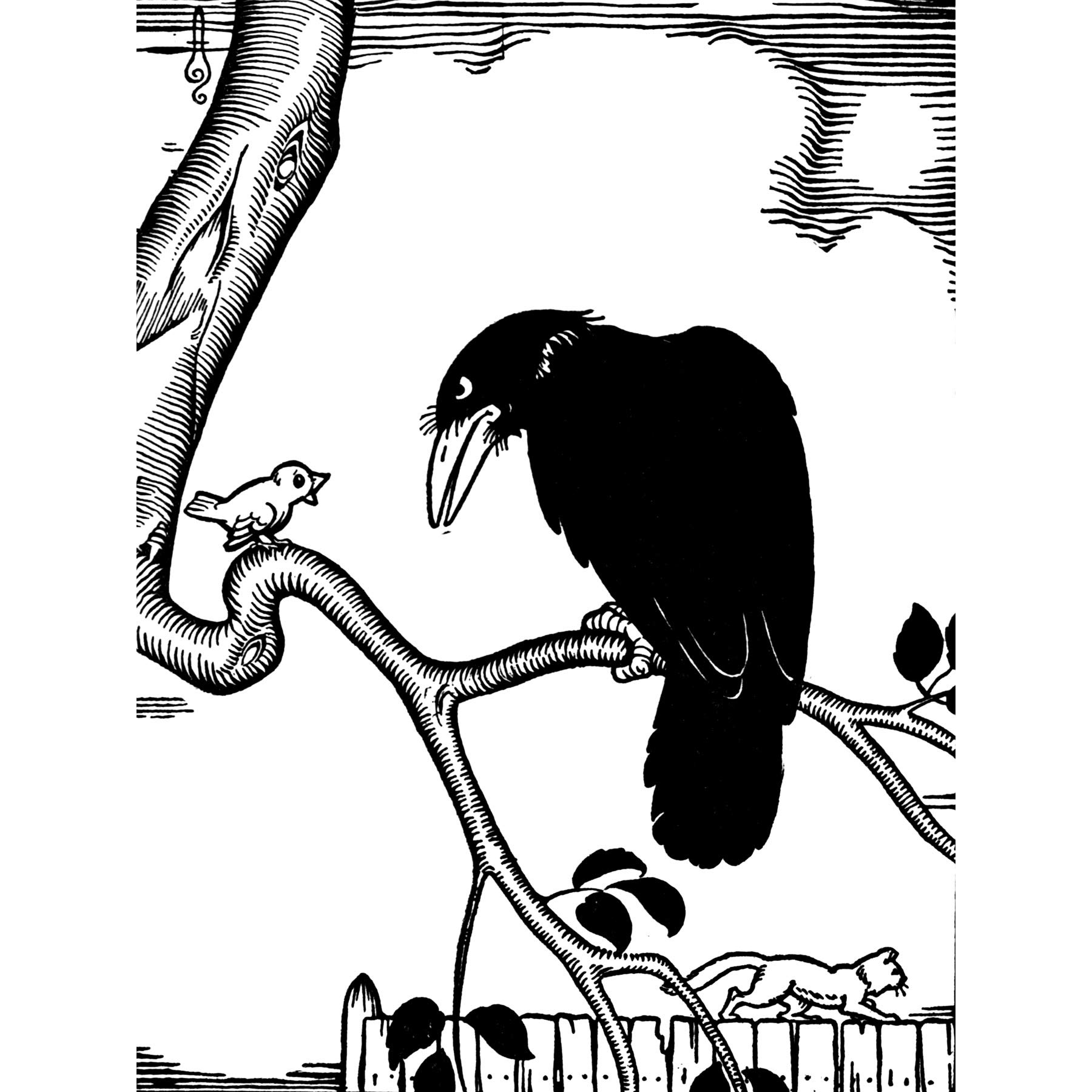 Artzybasheff Verotchka Crow Canary Illustration Large Wall Art Poster Print Thick Paper 18X24 Inch