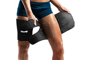 LODAY Neoprene Thigh Brace Support Hamstring Compression Sleeve Adjustable Upper Leg Wraps for Women and Men(a pair)