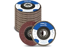 amoolo 4 1/2 Inch Flap Disc, 10PCS-40 Grit Angle Grinder Sanding Discs, High Density Abrasive Grinding Wheels Type 29 for Metal/Wood Grinding (7/8 inch Arbor Size)