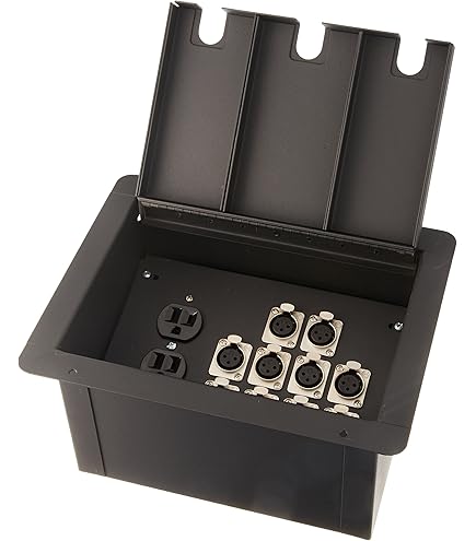 Elite Core FBL12 Recessed Floor Box - 12 XLR Inputs + Duplex AC Outlet With Back Box, Black