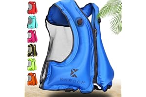 Khroom Inflatable Snorkel Vest for Adults and Teenagers | 60"-75" Height | 90-220 lbs | V2 2025 Model | Buoyancy Jacket for S