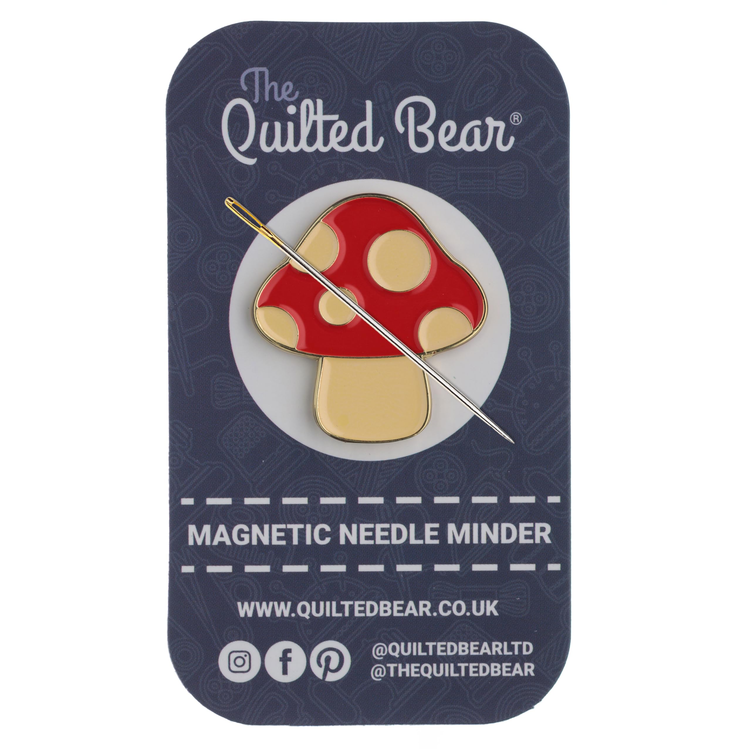 The Quilted Bear Magnetic Needle Minders – Enamel Needle Keeper for Sewing, Embroidery & Cross Stitch Accessories | Secure Holder for Sewing Pins & Needles (Mushroom)