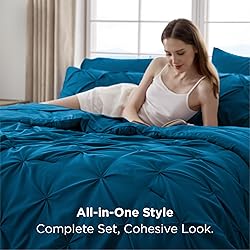 Bedsure Twin Comforter Set Teal - Bed in a Bag Twin