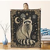 Cromcu Raccoon Blanket for Kids, Adults, Women - Flannel Tarot Card Throw for Sofa, Couch, Bed - Soft Warm Cozy Decor 60" x 50"