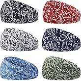 YARIEW 6Pcs Sports Headbands for Women and Men Head Bands Sweatbands | Elastic Bandanas Headbands Hair Wrap Headwrap Wide Thick Workout Yoga Mens Cooling Running Sports Headband