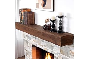 G GOOD GAIN Fireplace Mantel 54 inch - Handcrafted Rustic Solid Wood Mantel l Floating Mantle Shelves Decor for Wall, Bedroom, TV, Books, Livingroom.DarkWalnut