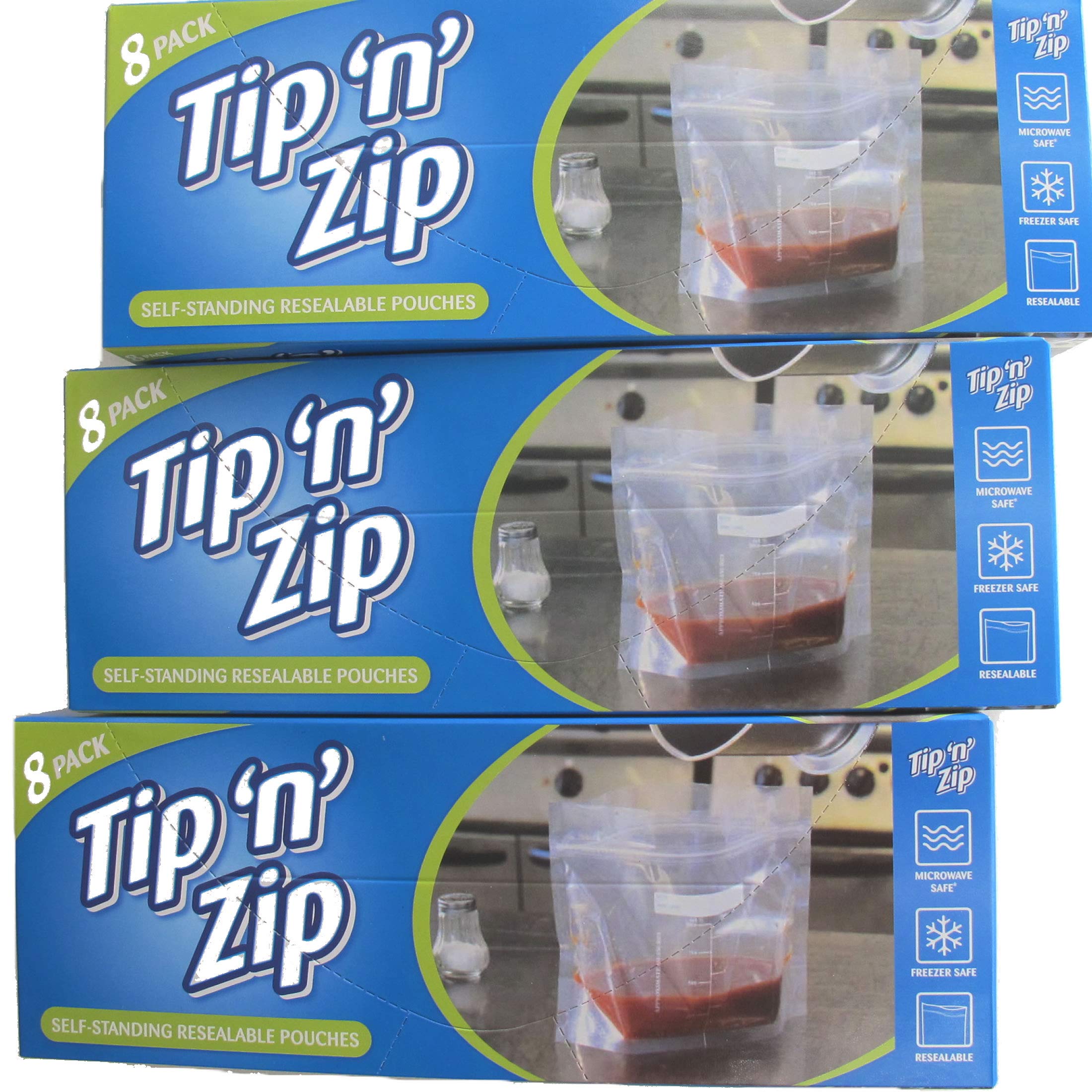 Clear Self Standing Sealed Freezer Storage Bags Pouches for Liquids Soup Sauce Resealable Microwave and Freezer Safe 225 mm x 165 mm Litre (Pack of 24-3 Boxes of 8)