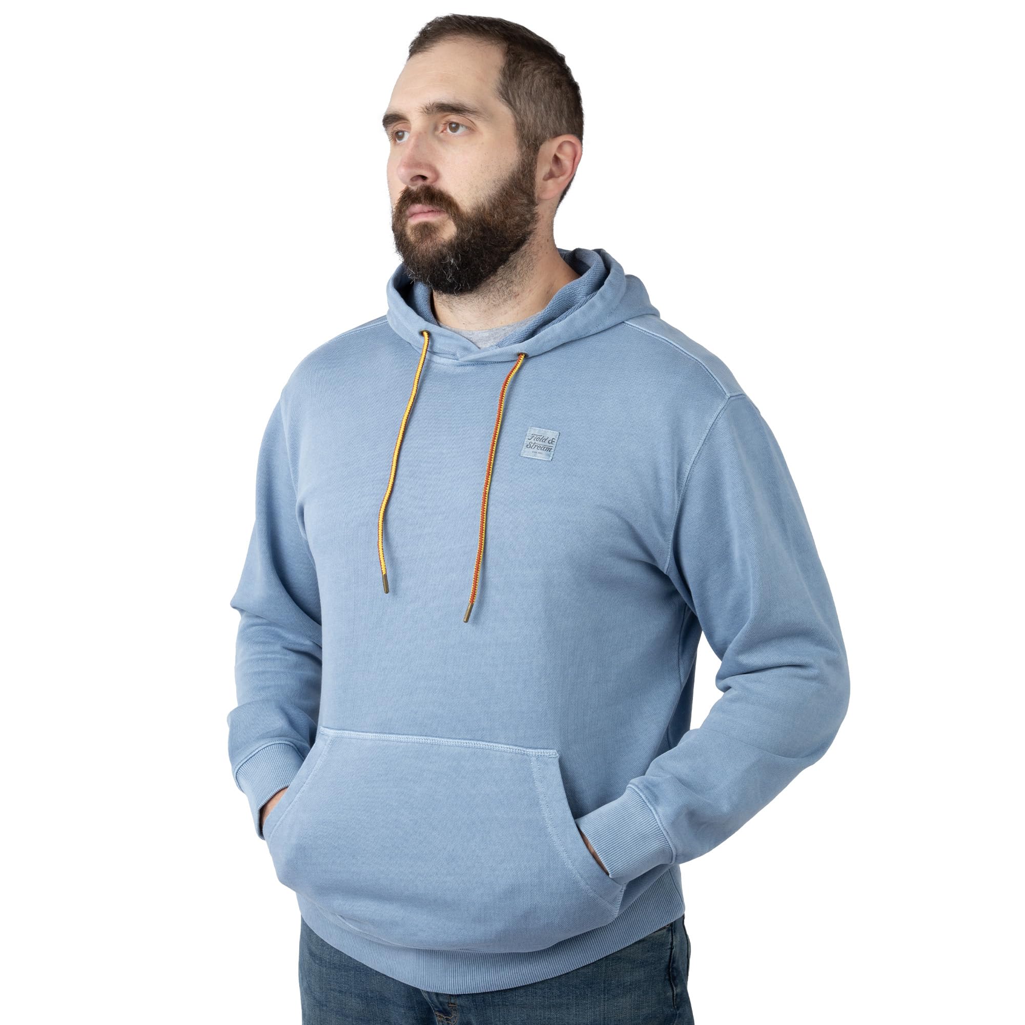 Field & Stream Holloa French Terry Sudadera con capucha para hombre, azul claro, mediano