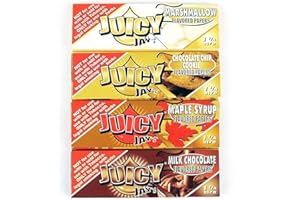 Juicy Jay's 1 1/4 Size Flavored Rolling Papers 4 Pack Bundle: Marshmallow, Chocolate Chip Cookie, Maple Syrup, Milk Chocolate