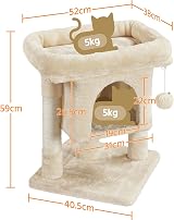 Yaheetech Cat Tree Tower for Kitten Cats Beige with Top Perch Condo view 3