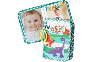 HEQXWL 17 Photos My First Family Album Book with 5.5" x 7",First Year Baby Album Soft Cloth Cover & Hook for Newborn, Baby Photo Album Soft Cloth Family Book,Toddler Photo Album