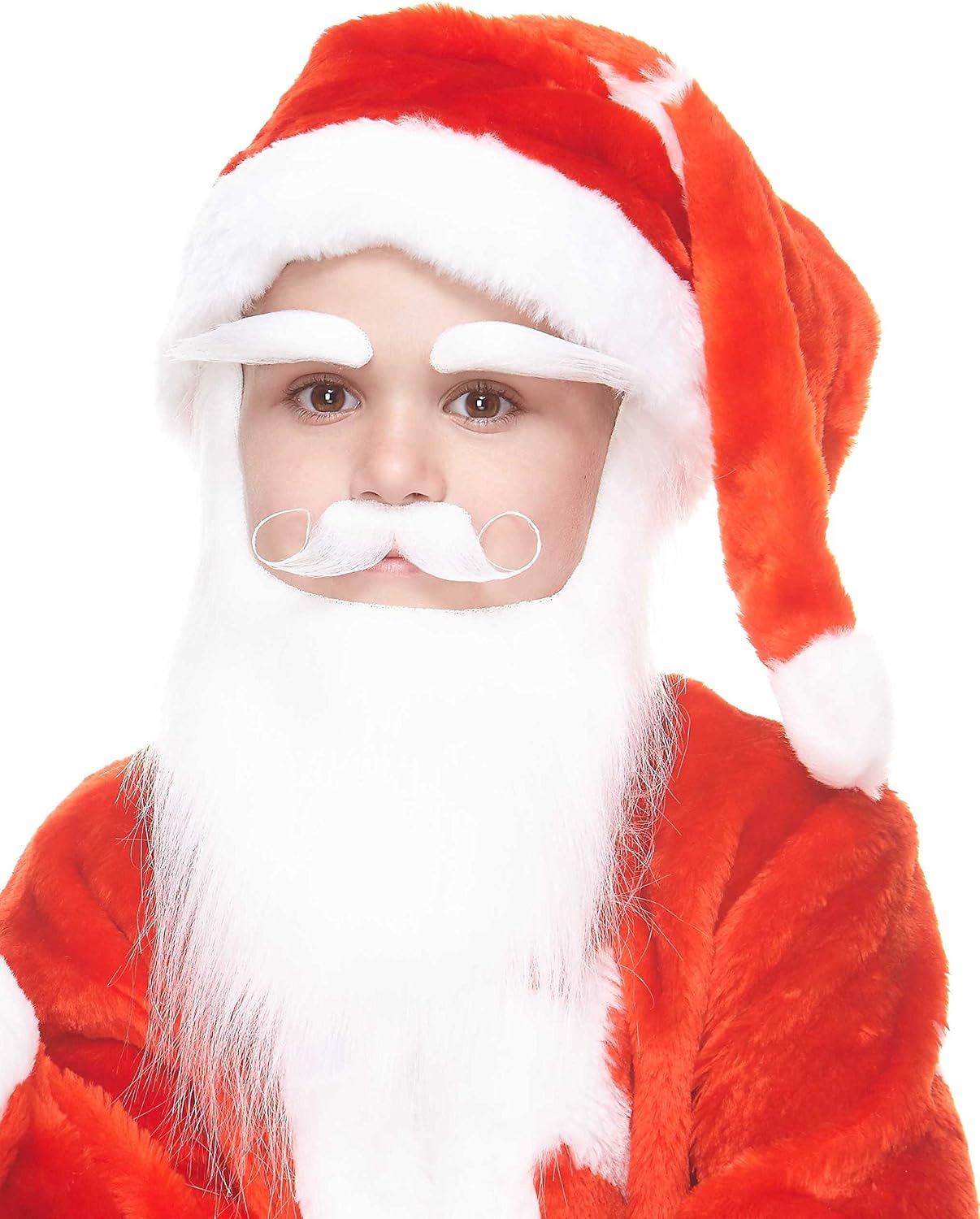 Mustaches Self Adhesive, Novelty, Small Medieval King Fake Beard with Fake Mustache and Fake Eyebrows, White Color