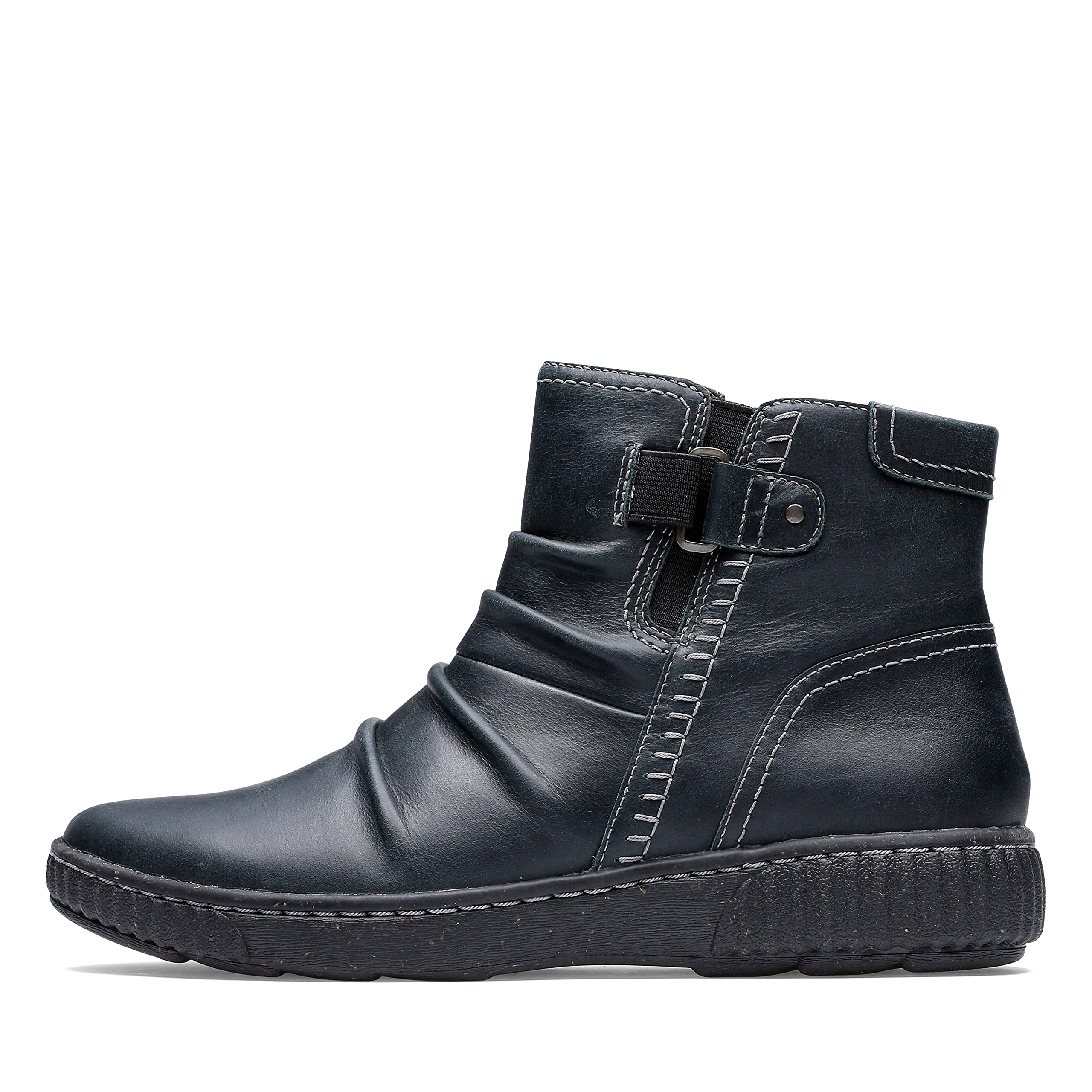 Clarks Collection Women’s Caroline Orchid Ankle Boot, Black Leather, 10 Wide US