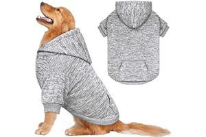 QDYU Fleece Dog Sweater & Hoodie - Soft Dog Clothes Sweatshirt with Pocket - Grey & XL