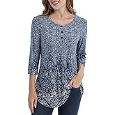 BAISHENGGT Womens Tops 3/4 Sleeve Round Neck Casual Tunic Tops Fall Fashion 2025 Dressy Casual Blouses
