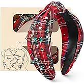 obeoby Christmas Headband for Women, Knotted Headband with Jeweled Crystal Decorations Holiday Hairband Christmas Accessories