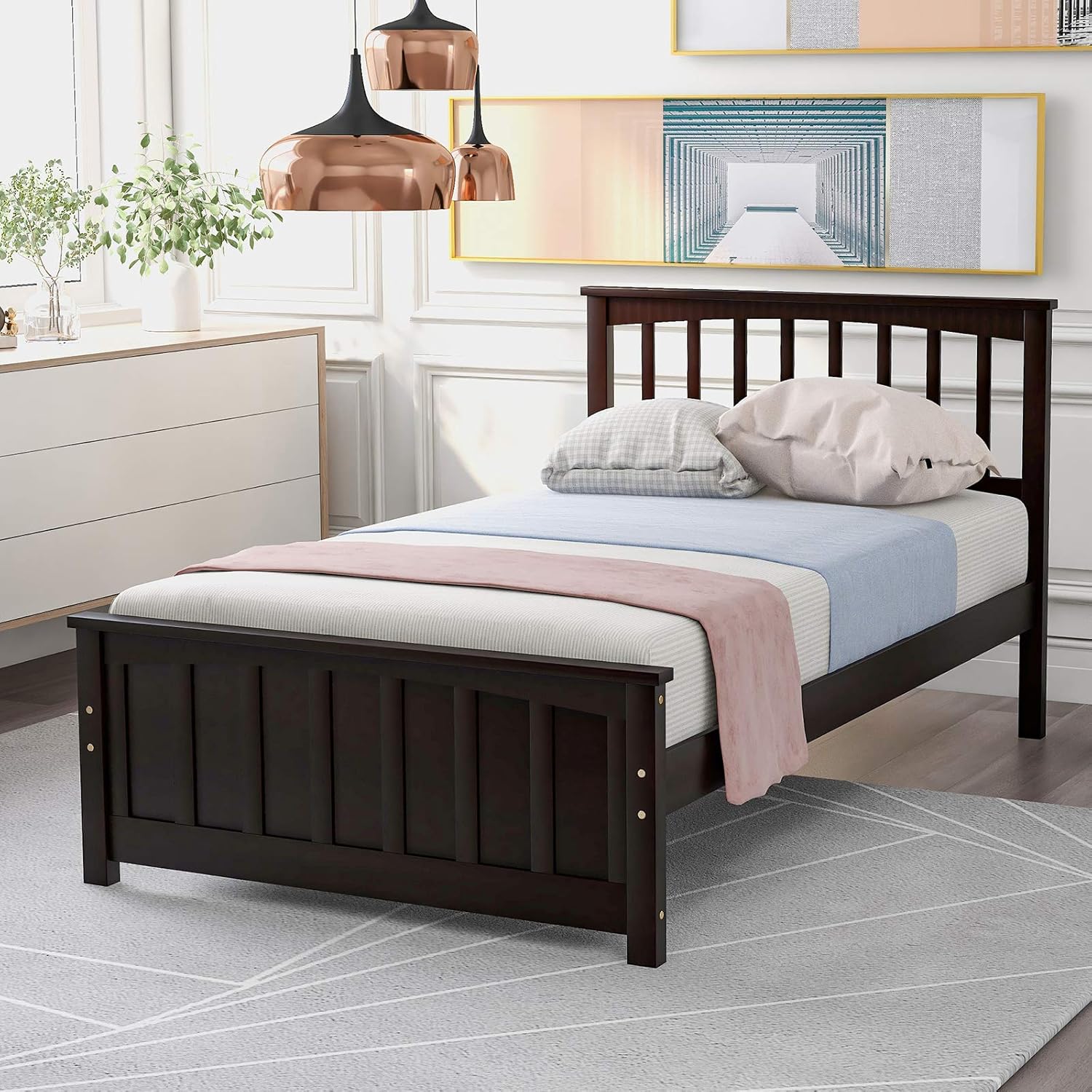 Twin Bed Frame Wood Slats Platform Twin Size Bed Frame with