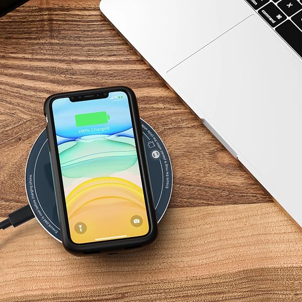 APEKX SELF-HEATING CERAMIC COFFEE MUG – STABLE 130°F TEMPERATURE, 15W WIRELESS PHONE CHARGING, 12.8 FL OZ CAPACITY – USB-C ENABLED. (DEEP NAVY)