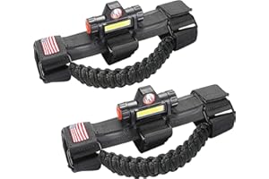 sukemichi Handles Grab Roll Bar Grab Handles with Light for Jeep Wrangler TJ JK JL YJ Unlimited Rubicon Sahara 2 Door 4 Door Jeep Gladiator JT Accessories, Rechargeable Dome Light, Black, 2 Pack
