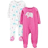 Simple Joys by Carter's Baby Girls' Cotton Footed Sleep and Play, Pack of 2