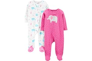 Simple Joys by Carter's Baby Girls' Cotton Footed Sleep and Play, Pack of 2