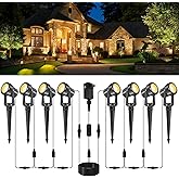 CREPOW LED Spotlights Outdoor,Low Voltage Landscape Lighting IP65 Waterproof with US Plug, 3000K Warm White Outdoor Spot Lights for Yard Flag Pole House Garden Tree(8-in-1)